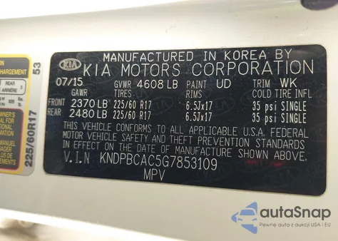 2016 Kia Sportage Lx from USA, damaged, VIN KNDPBCAC5G7853109